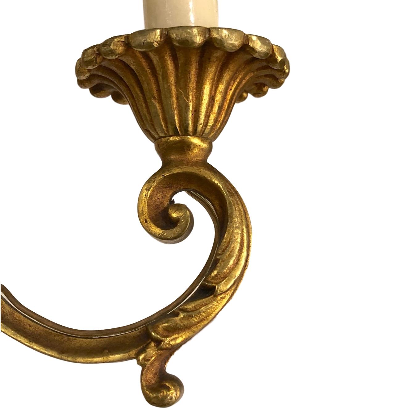 Set of Gilt Bronze Mirrored Sconces, Sold in Pairs In Good Condition For Sale In New York, NY