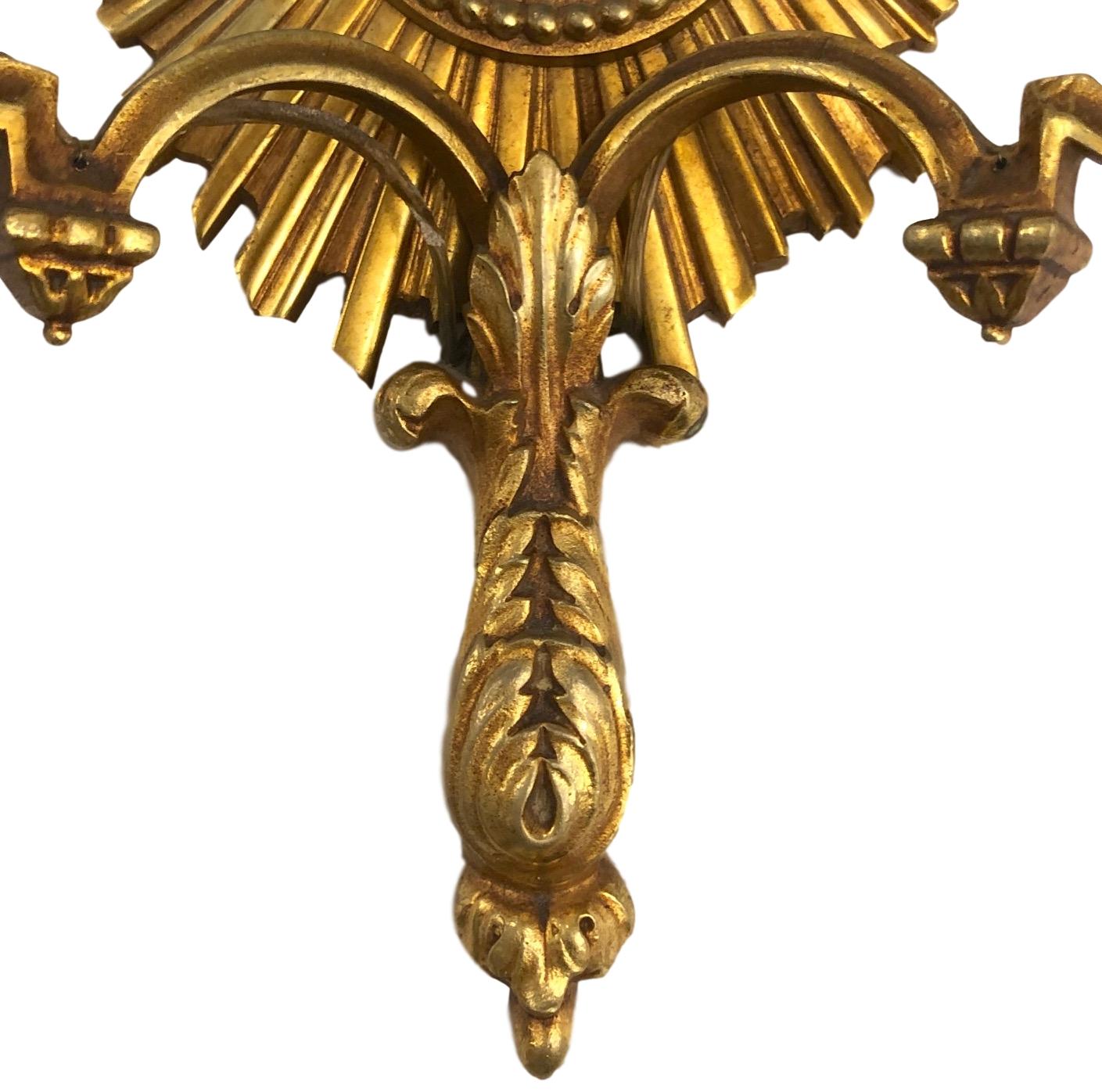 Mid-20th Century Set of Gilt Bronze Mirrored Sconces, Sold in Pairs For Sale