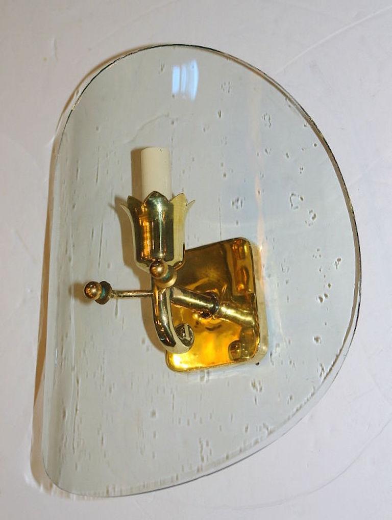 Italian Set of Gilt Bronze Sconces with Clear Glass Shades, Sold Per Pair For Sale