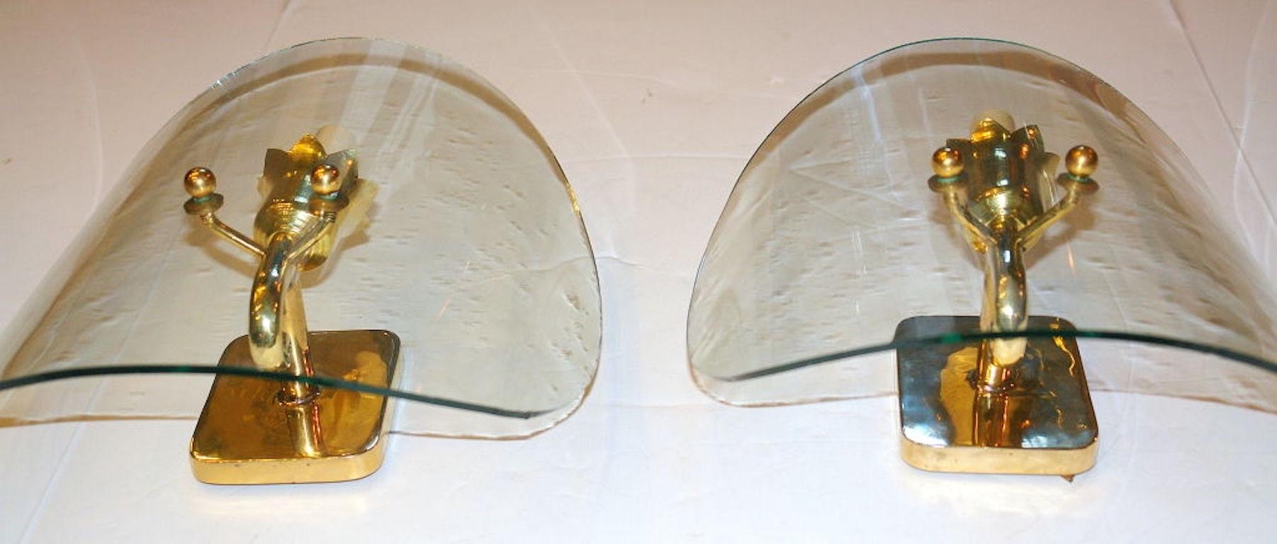 Set of Gilt Bronze Sconces with Clear Glass Shades, Sold Per Pair For Sale 1
