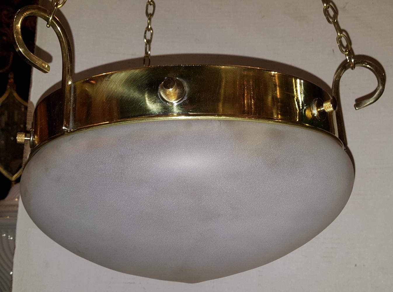 French Set of Gilt Light Fixtures With Frosted Glass, Sold Individually For Sale