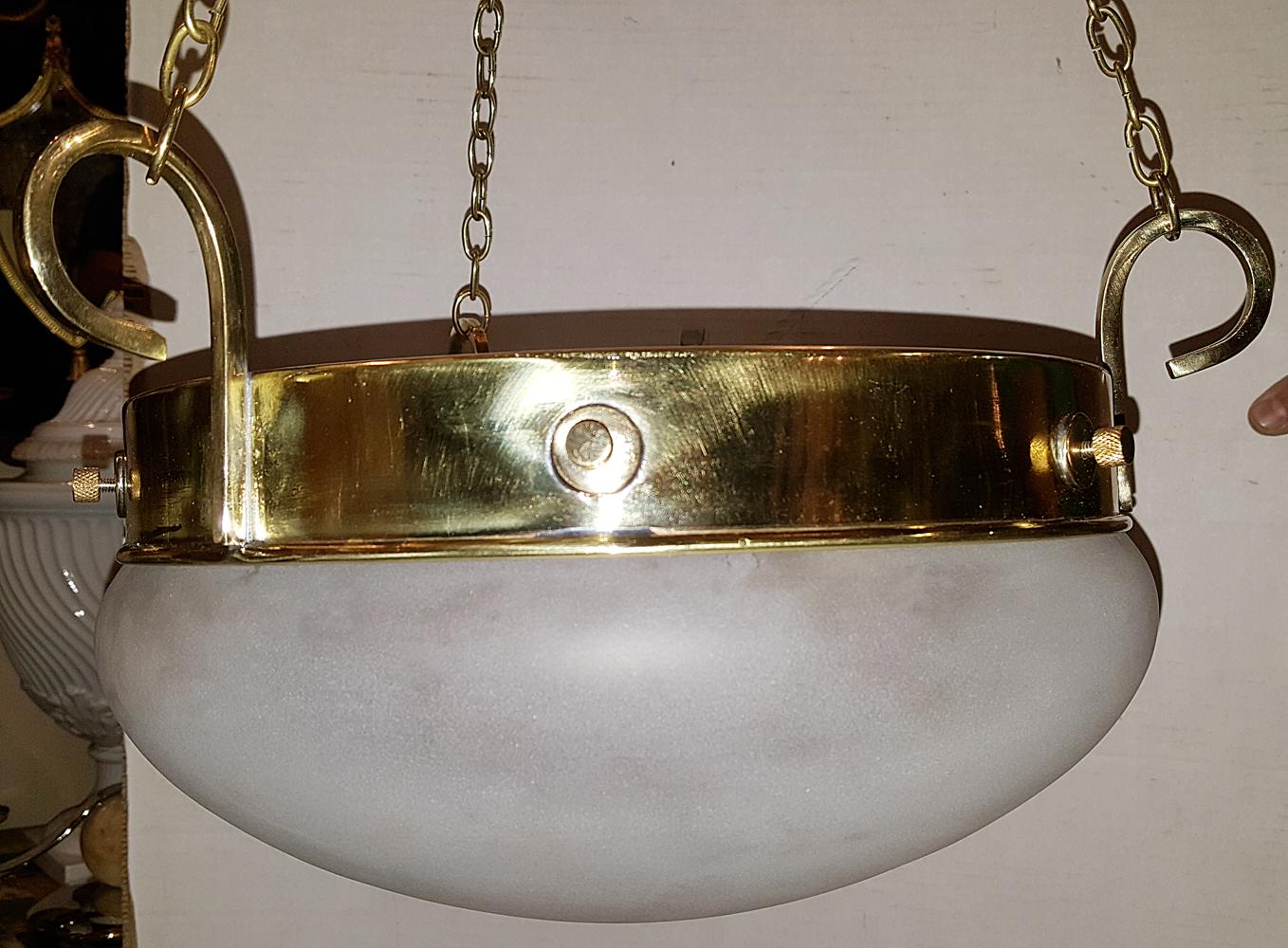 Set of Gilt Light Fixtures With Frosted Glass, Sold Individually In Good Condition For Sale In New York, NY