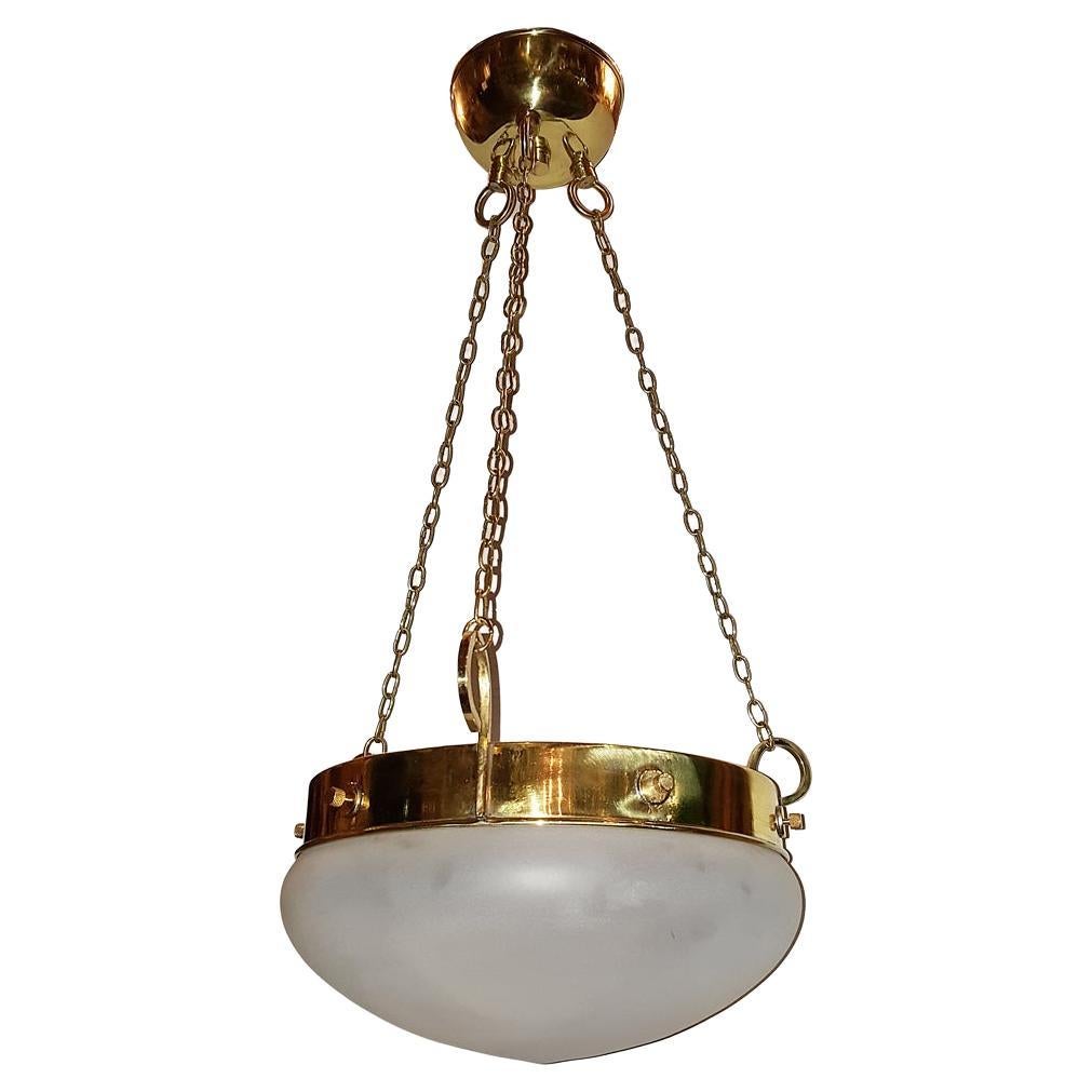 Set of Gilt Light Fixtures With Frosted Glass, Sold Individually