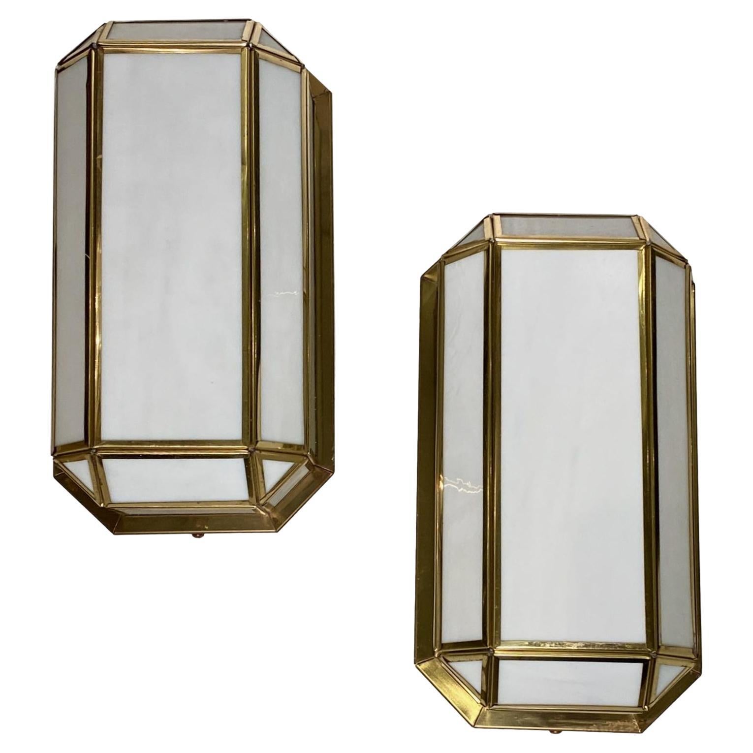 Set di lampade dorate con inserti in vetro, vendute singolarmente