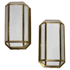 Set of Gilt Light Fixtures with Glass Insets, Sold Individually