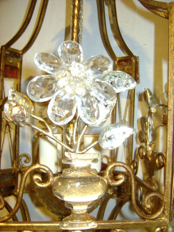 Juego de faroles de metal dorado y cristal, se venden por unidades mediados del siglo XX en venta
