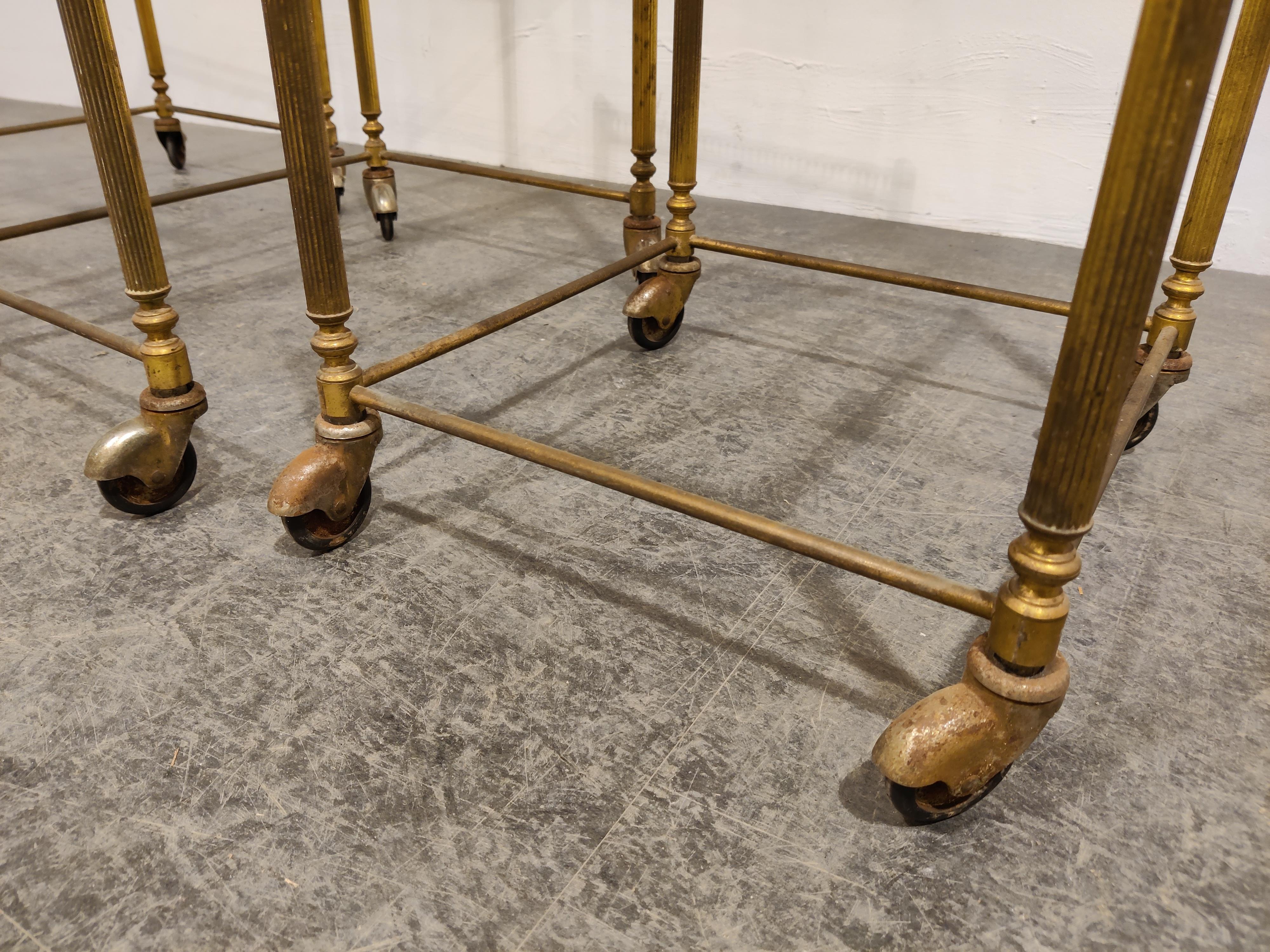 Set of Gilt Metal Neoclassical Nesting Tables, 1950s 3