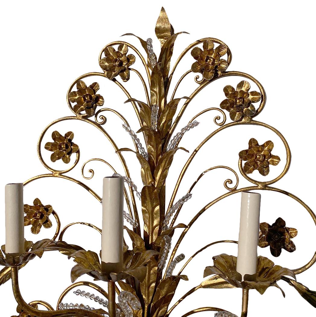 Set of Gilt Metal Sconces, Sold Per Pair In Good Condition For Sale In New York, NY