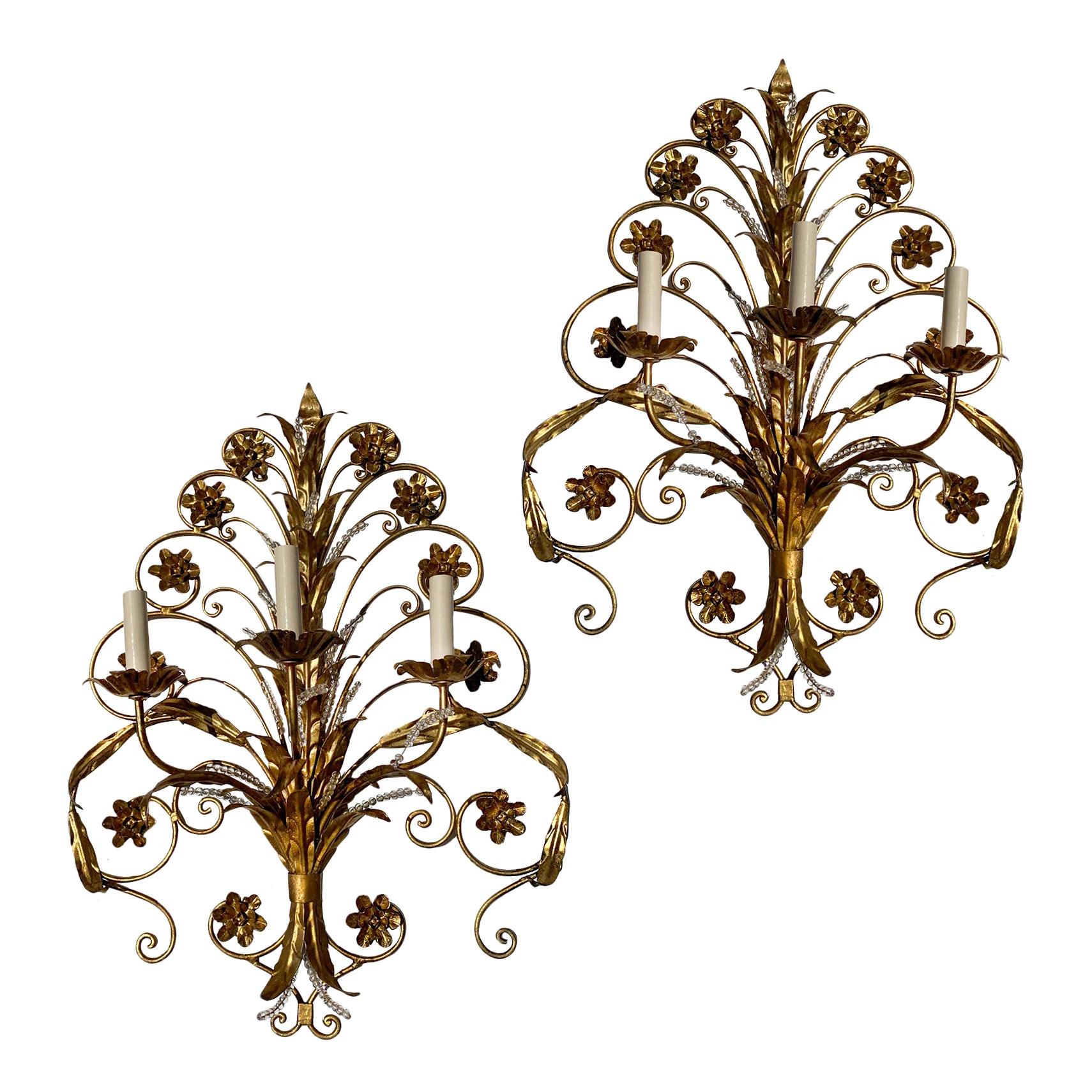 Set of Gilt Metal Sconces, Sold Per Pair