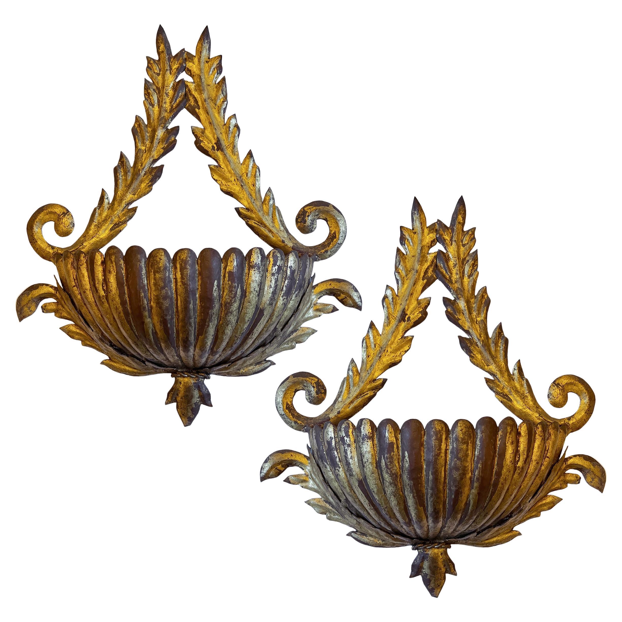 Set of Gilt Metal Sconces, Sold per Pair