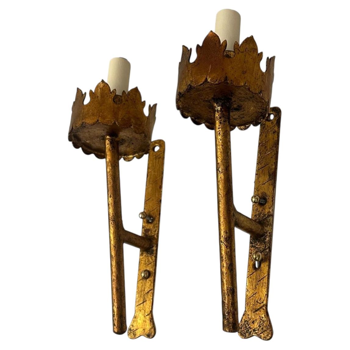 Set of Gilt Metal Single Light Sconces, Sold Per Pair