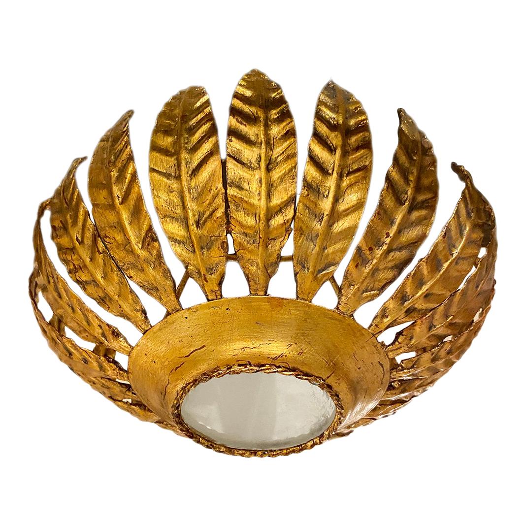 Ensemble de lampes en métal doré Sunburst, vendues individuellement en vente