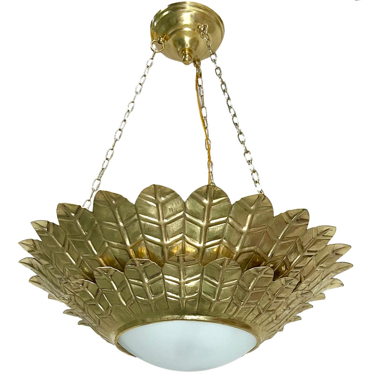 Set of Gilt Sunburst Double-Tiered Light Fixtures. Sold Individually In Good Condition For Sale In New York, NY