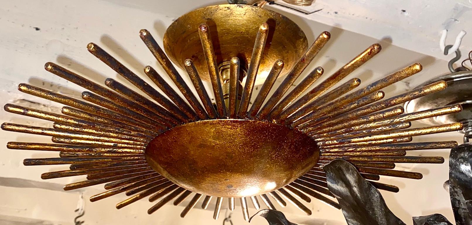 Set of Gilt Sunburst Light Fixtures, Sold Individually For Sale 1