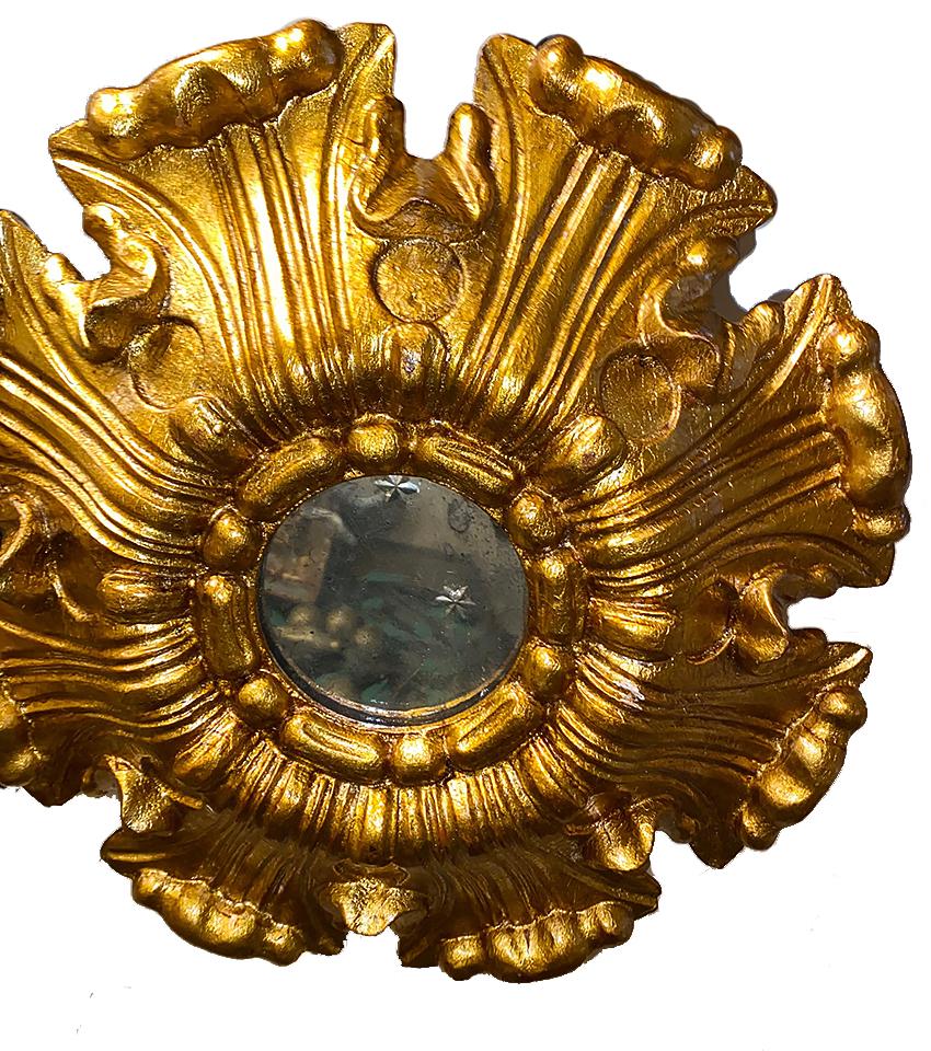 Set of Giltwood Sunburst Fixtures, Sold Individually In Good Condition For Sale In New York, NY