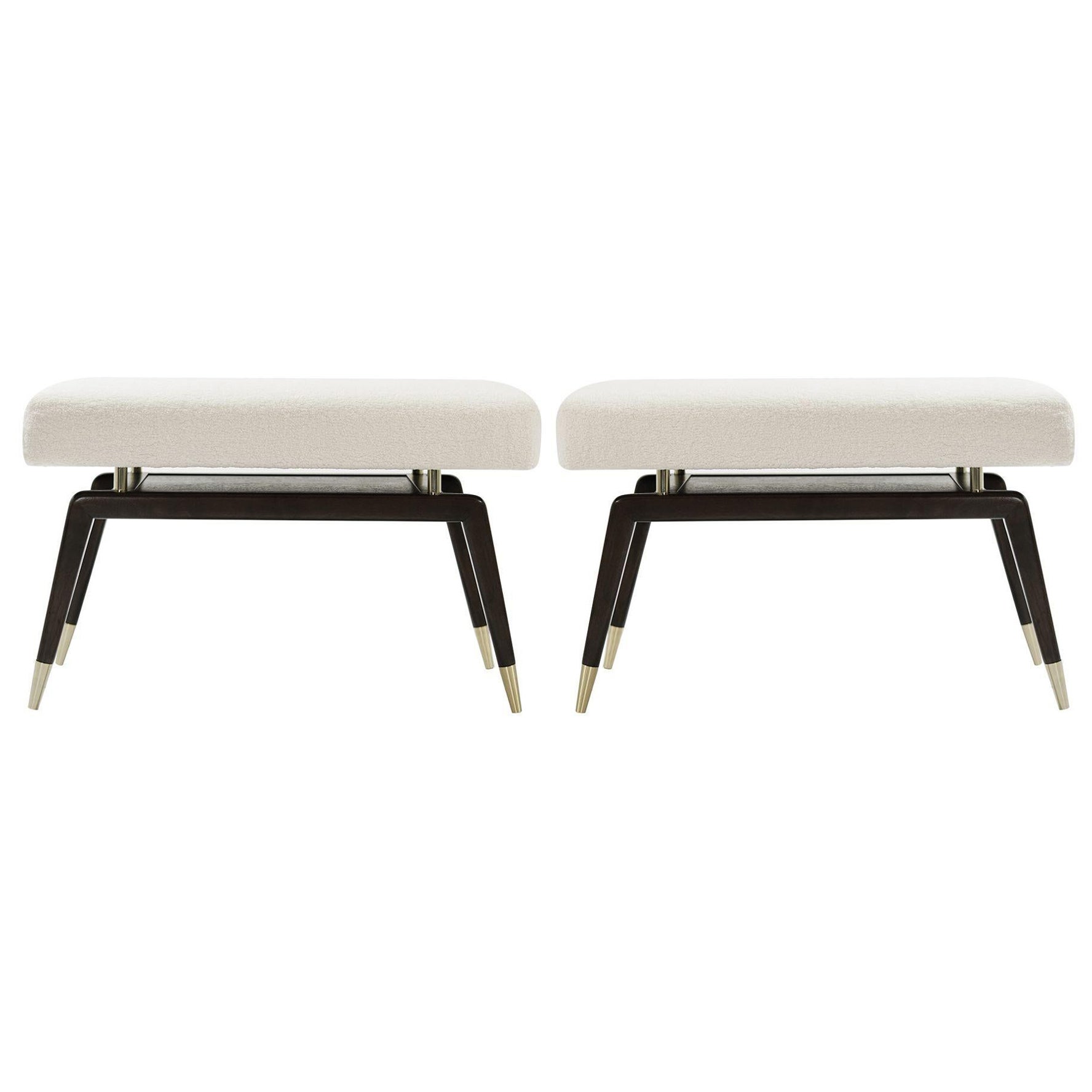 Set of GIO Benches Series 32 in Special Walnut by Stamford Modern