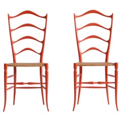 Set aus Gio Ponti-Sesseln mit Leiterlehne „Ferrante“ aus den 1950er Jahren von A. Bulleri & Co, Italien