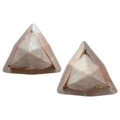 Set of Glamourous 1970s Murano Pink Triangular Sconces by La Murrina