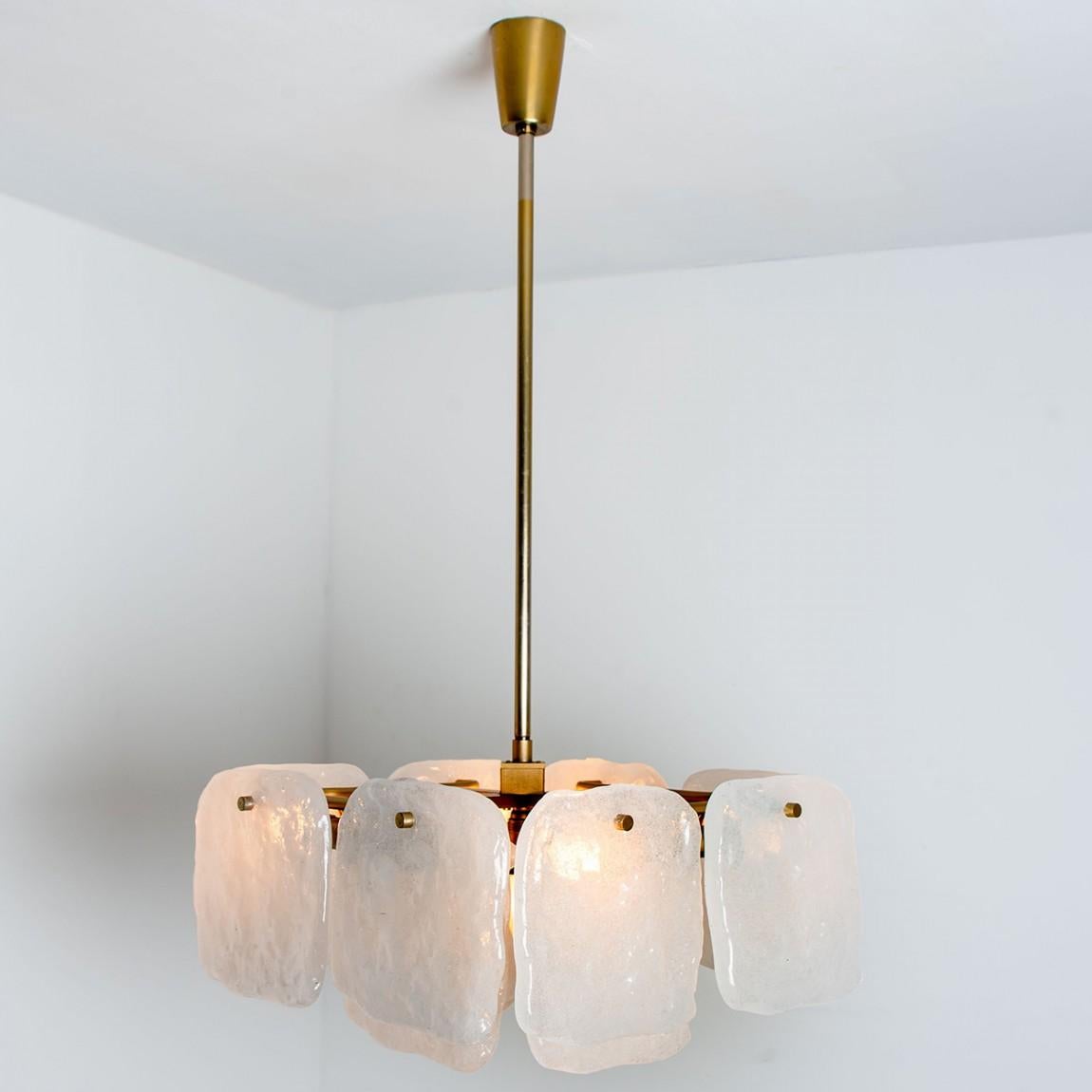 Set of Glass and Brass Light Fixtures Designed by J.T Kalmar, Austria, 1960s For Sale 4