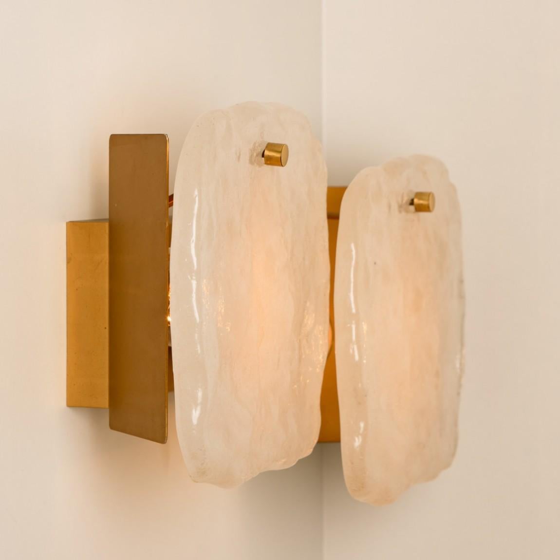 Set of Glass and Brass Light Fixtures Designed by J.T Kalmar, Austria, 1960s For Sale 6
