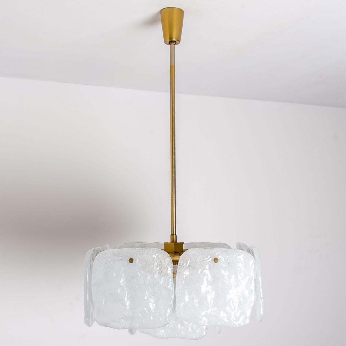 Set of Glass and Brass Light Fixtures Designed by J.T Kalmar, Austria, 1960s For Sale 7