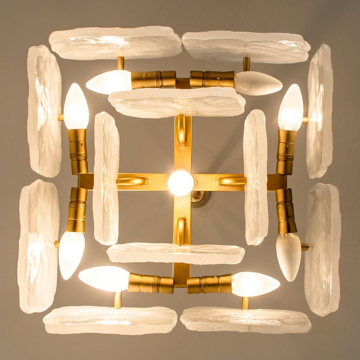Set of Glass and Brass Light Fixtures Designed by J.T Kalmar, Austria, 1960s For Sale 9