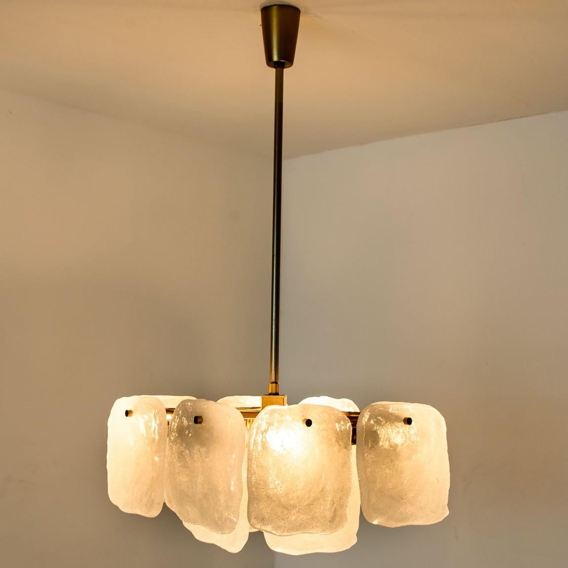 Set of Glass and Brass Light Fixtures Designed by J.T Kalmar, Austria, 1960s For Sale 12