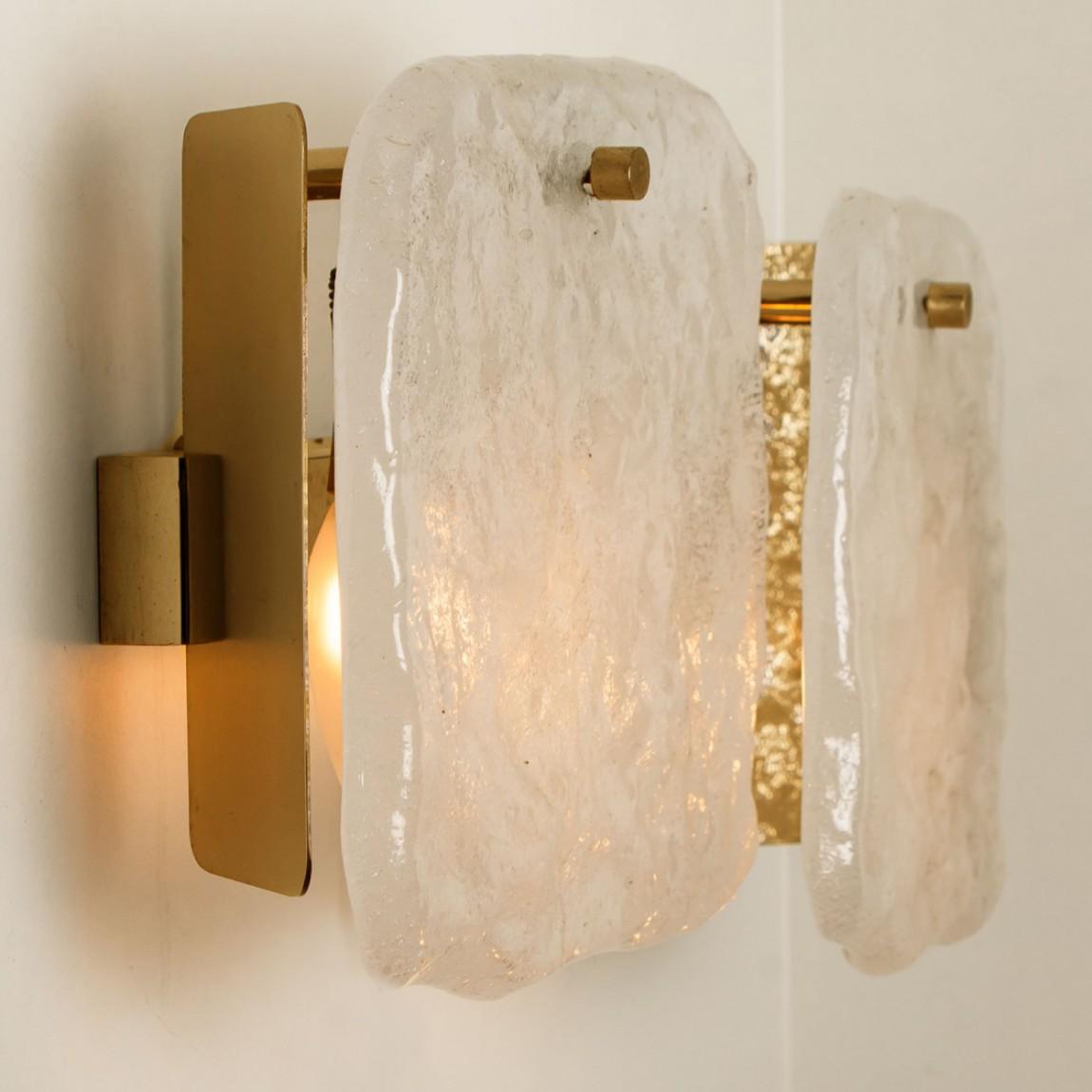 Set of Glass and Brass Light Fixtures Designed by J.T Kalmar, Austria, 1960s For Sale 1