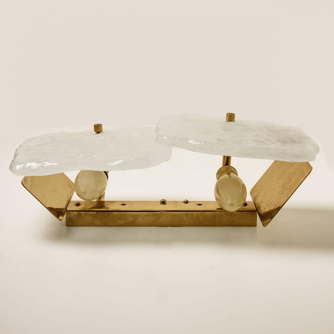 Set of Glass and Brass Light Fixtures Designed by J.T Kalmar, Austria, 1960s For Sale 2