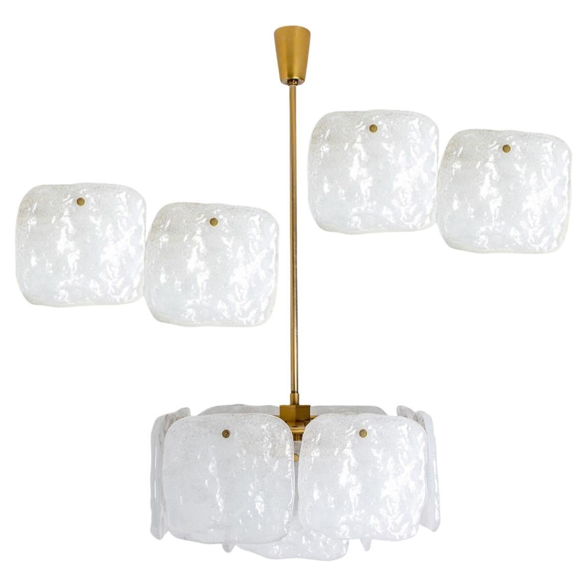Set of Glass and Brass Light Fixtures Designed by J.T Kalmar, Austria, 1960s For Sale