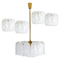 Set of Glass and Brass Light Fixtures Designed by J.T Kalmar, Austria, 1960s