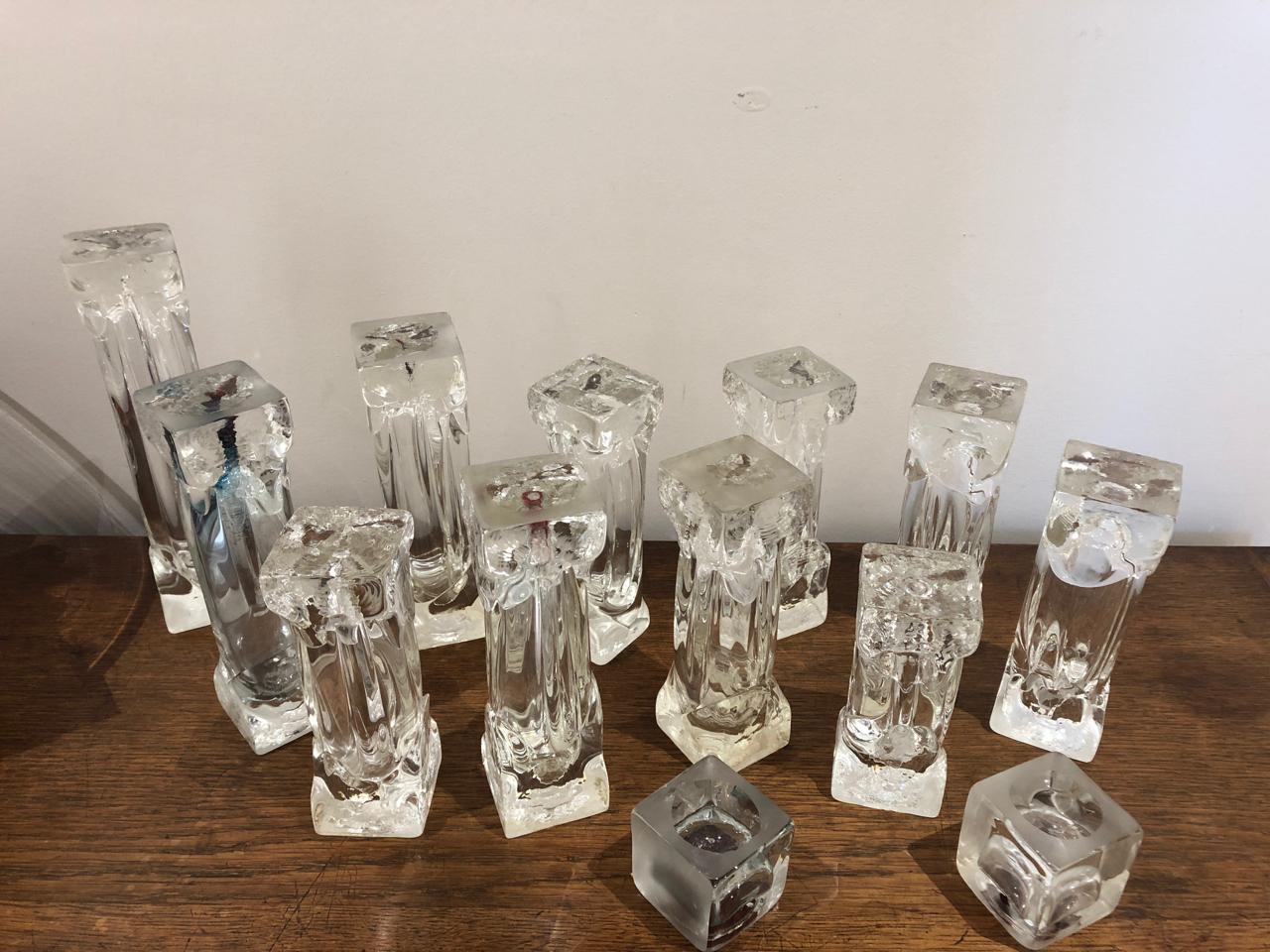 Art Glass Set of Glass Candlesticks or Sculptures
