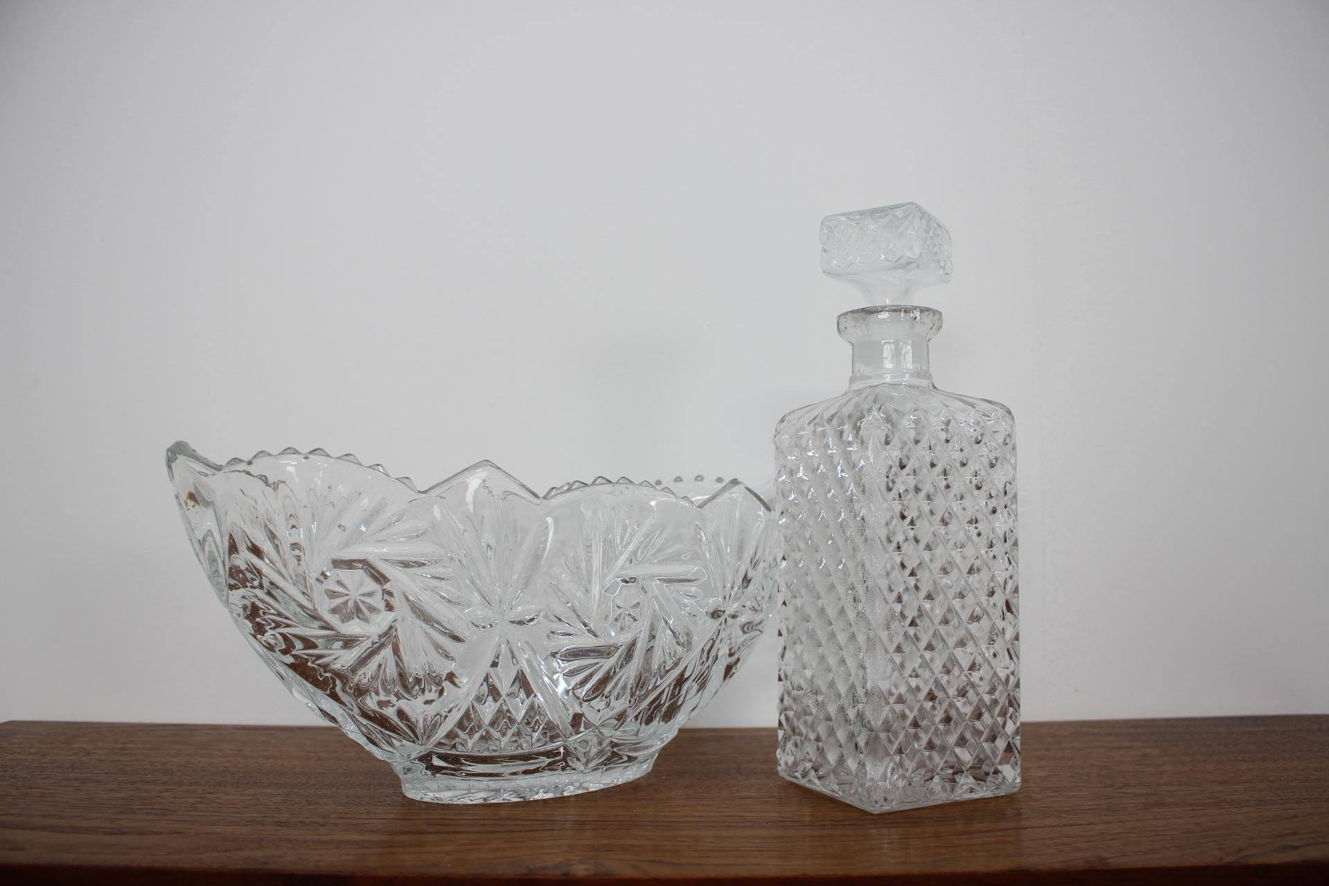 Set of Glass Carafe and Bowl, 1970s For Sale 1