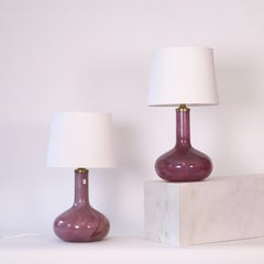 Set di lampade da scrivania in vetro di Sidse Werner per Holmegaard, anni '70, Danimarca