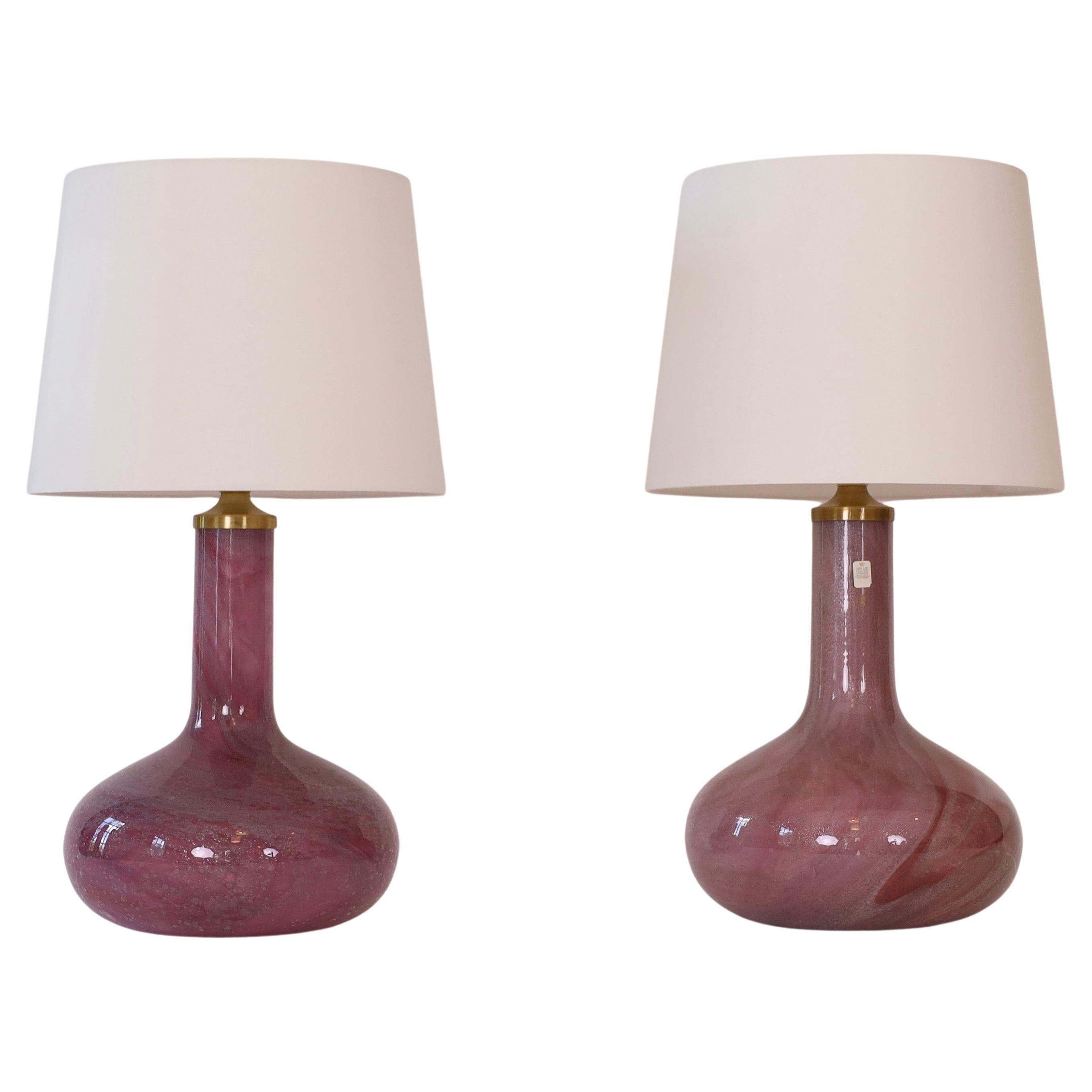 Set of Glass Desk Lamps by Sidse Werner for Holmegaard, 1970s, Denmark
