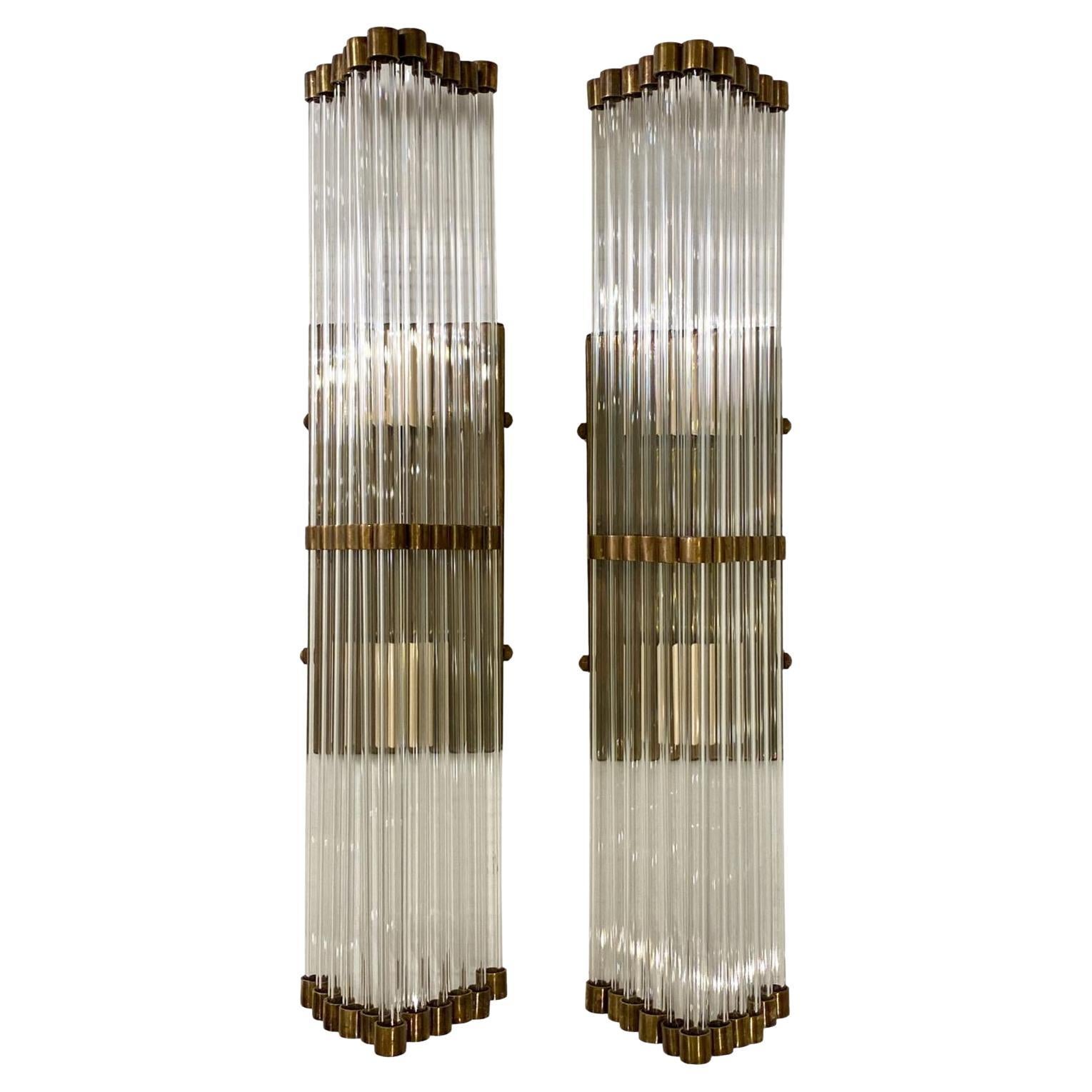 Set of Glass Rod Sconces, Sold Per Pair