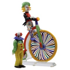Set of Glass Sculpture Clowns Signed by Pino Signoretto, Murano, Italy