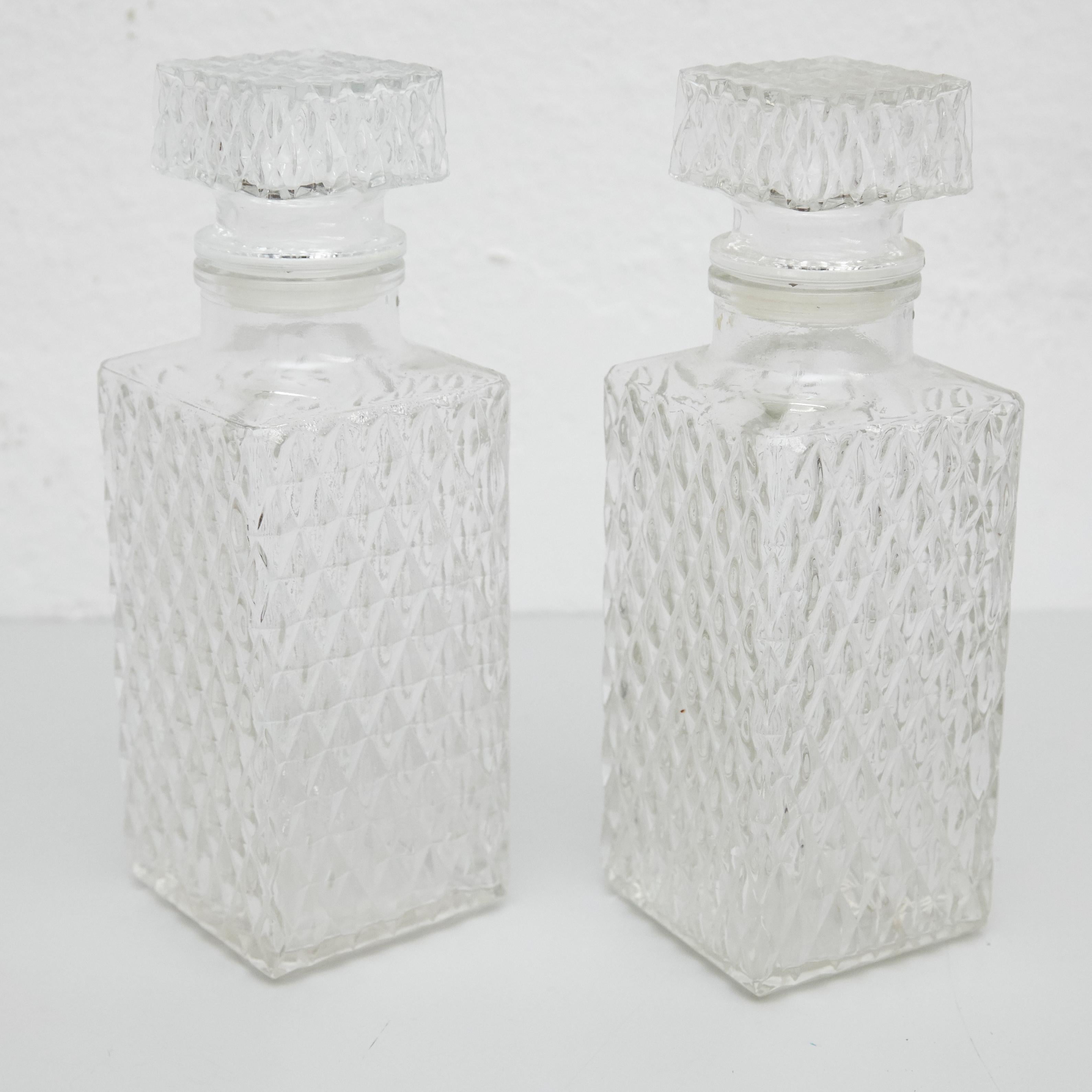 Mid-Century Modern Set of Glass Whisky Bottles and Ice Bucket, circa 1950