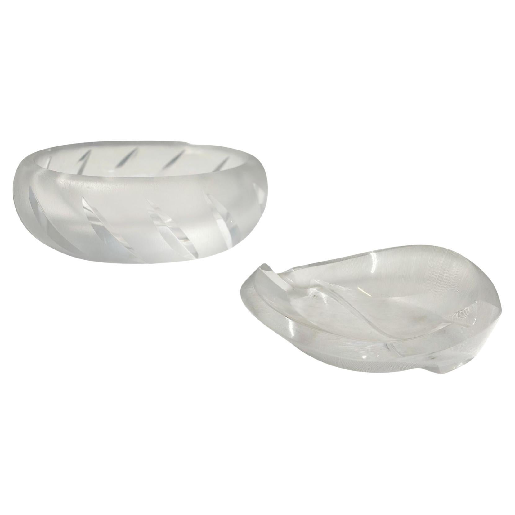 Set of Glass "Yseult" Bowl and Ashtray by Lalique, France For Sale