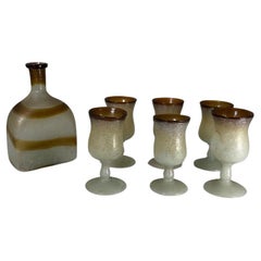 Set of Glasses and Bottle in Murano Glass by Seguso Vetri d'Arte
