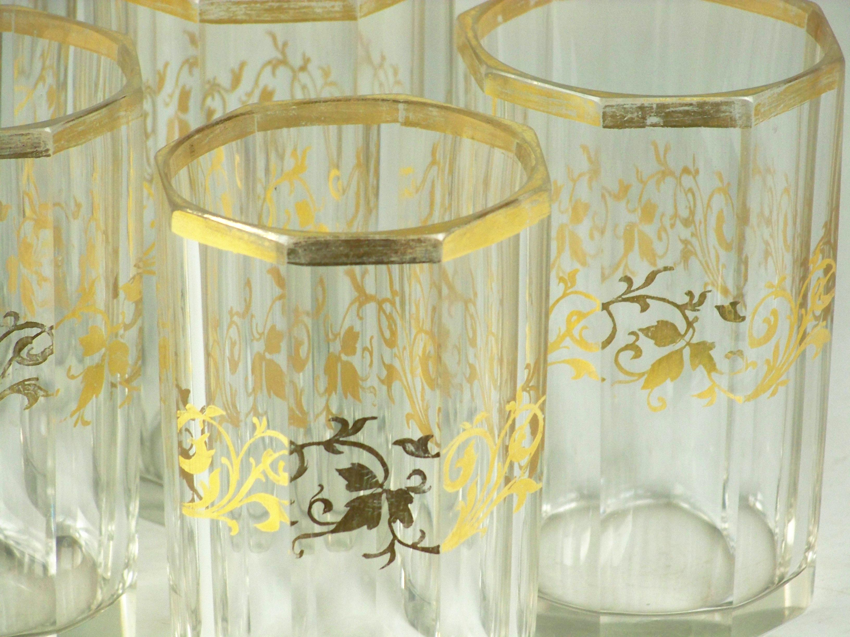XIXe siècle Ensemble de verres, coupe octogonale, Empire, Biedermeier en vente