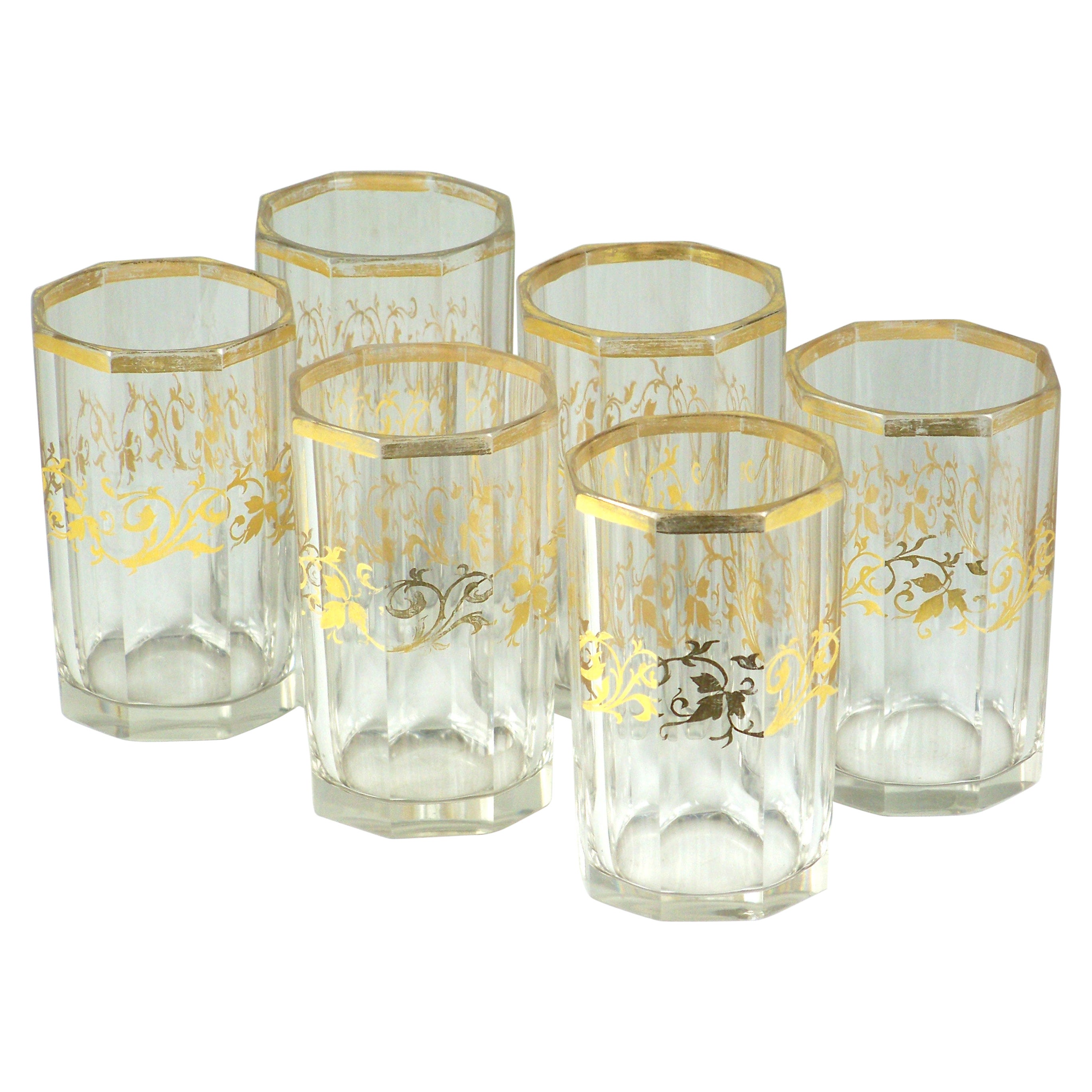Ensemble de verres, coupe octogonale, Empire, Biedermeier en vente