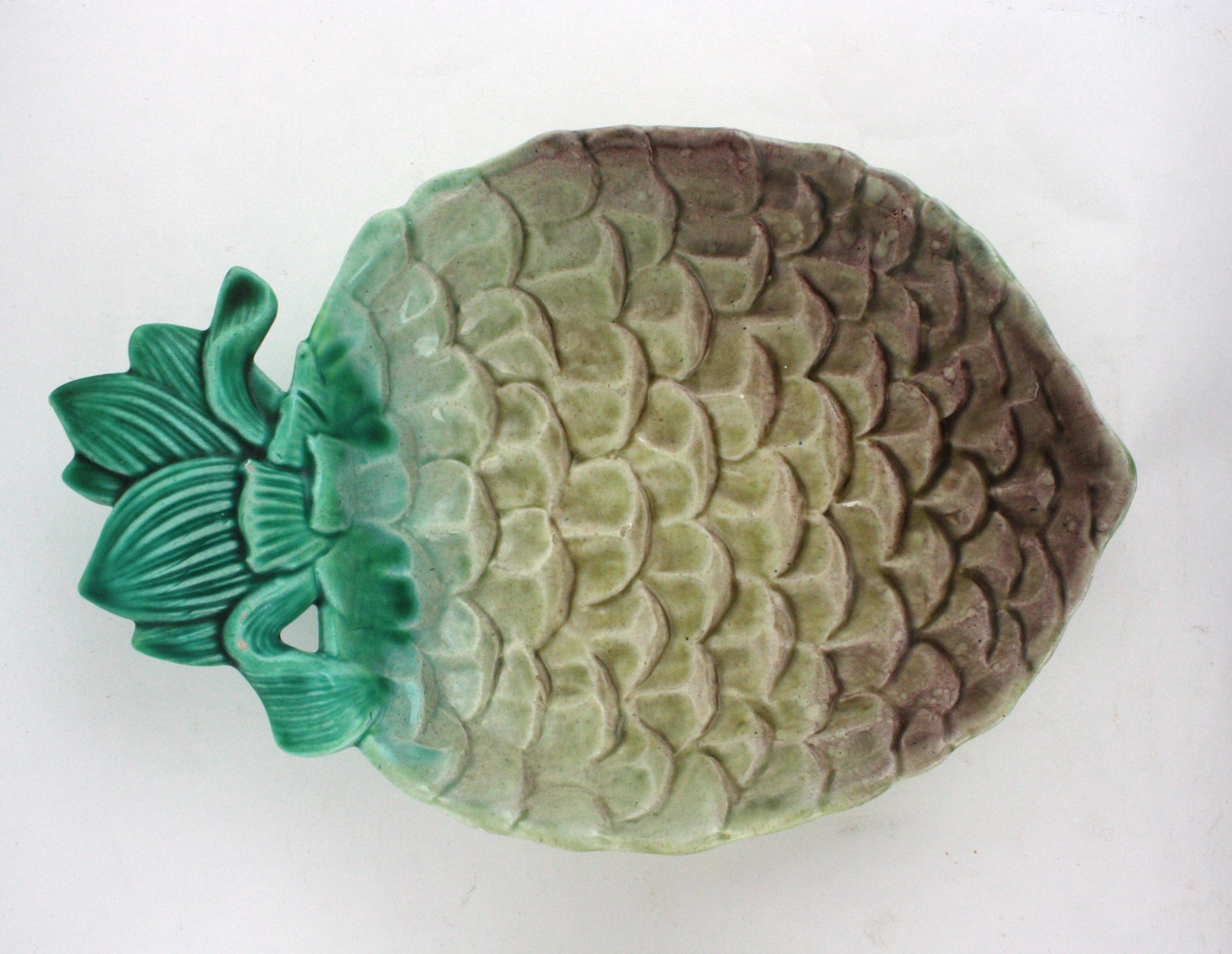 Set glasierter Ananas-Dessertschalen oder Appetizer-Snackschalen aus Keramik (20. Jahrhundert) im Angebot