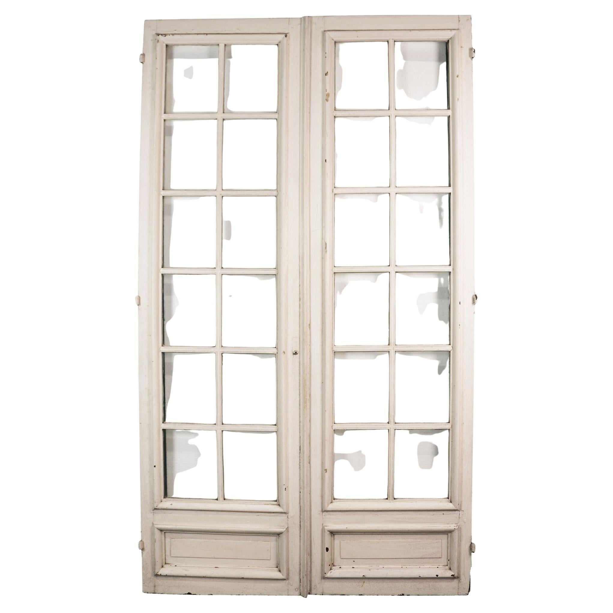 Antique Set of Eight Matching Original Paint French Glazed Doors For