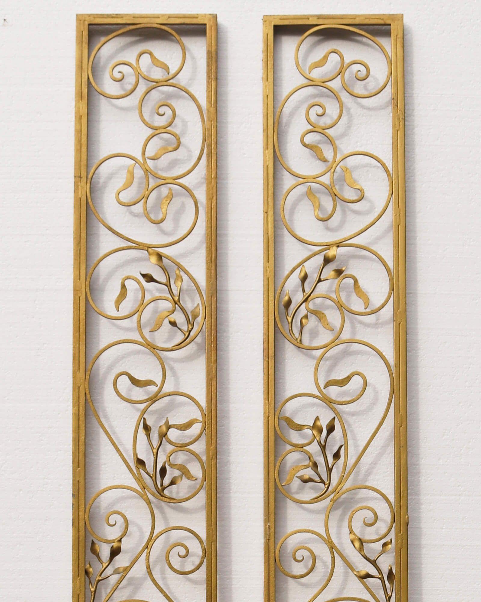 English Set of Gold Hollywood Regency Style Wrought Iron Panels For Sale