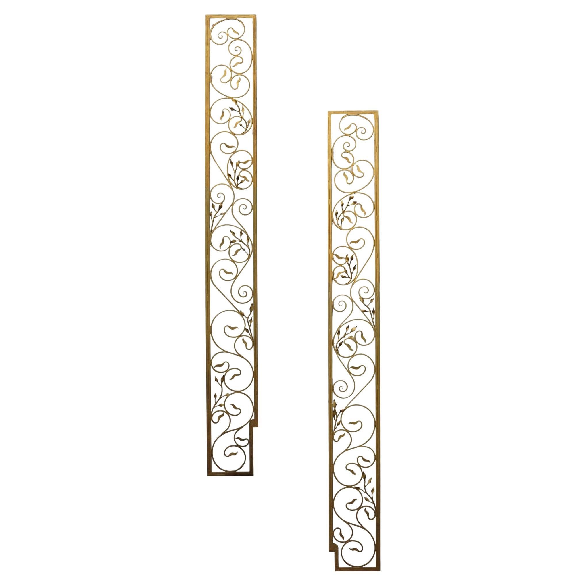 Set of Gold Hollywood Regency Style Wrought Iron Panels For Sale