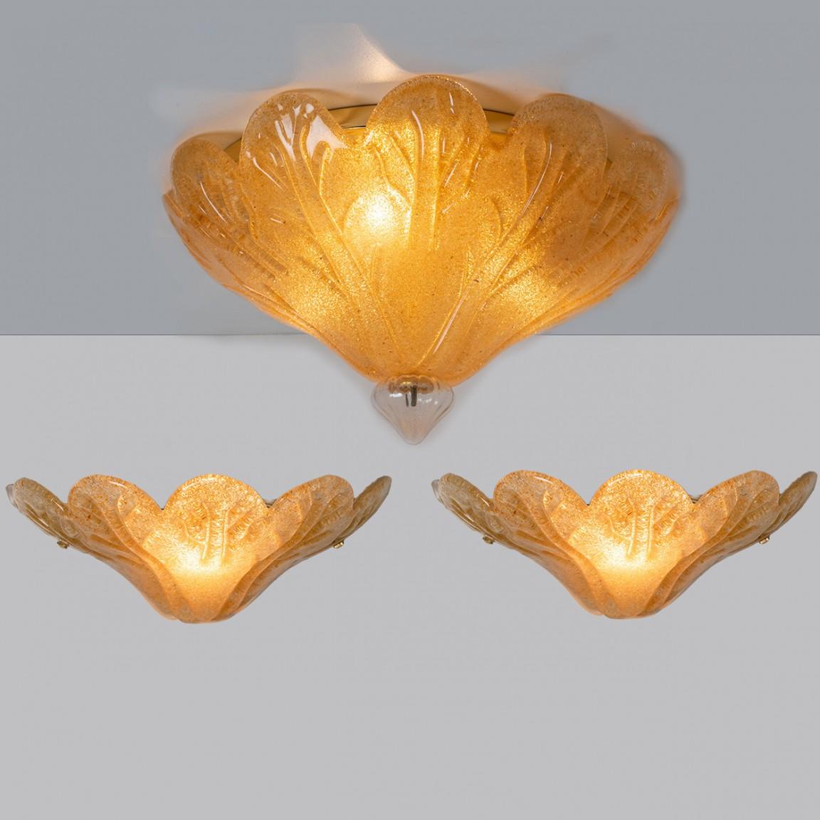 Set von Vistosi-Leuchten aus Gold-Muranoglas, Italien, 1970er Jahre im Angebot 6