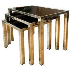 Ensemble de tables gigognes plaquées or par Belgo Chrome