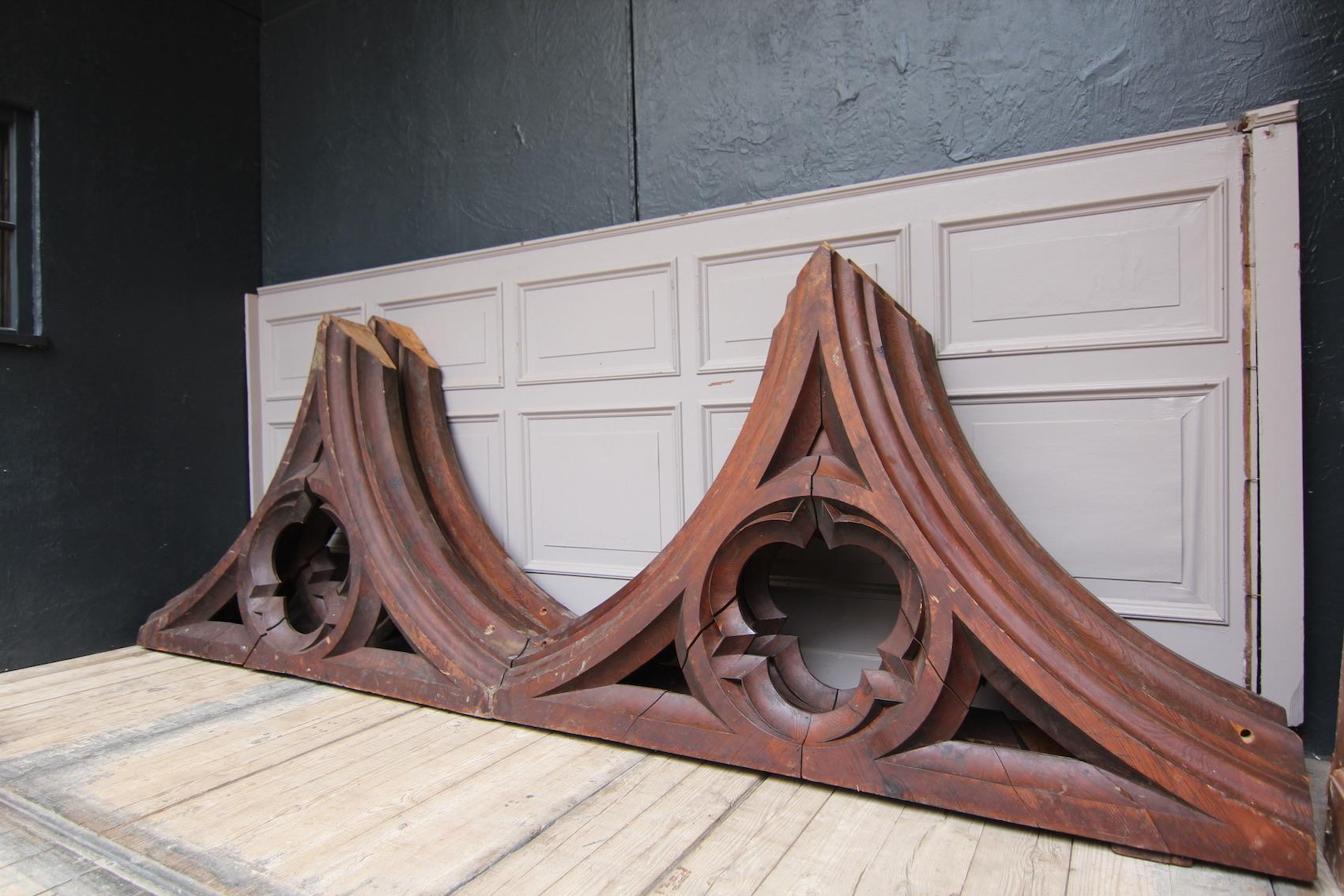 Pine Set of Gothic Revival Architectural Arcade Elements