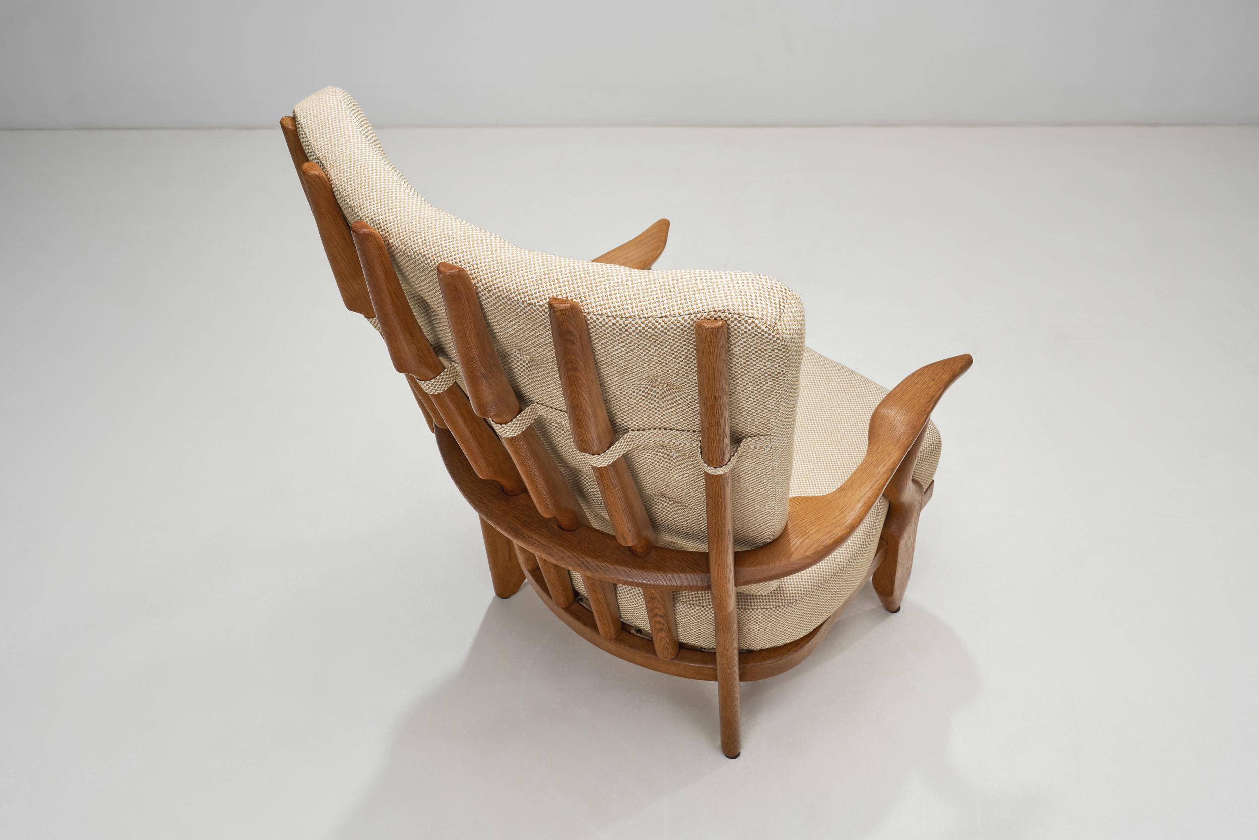 Fabric Set of “Grand Repos” Lounge Chairs by Guillerme et Chambron, France 1950s For Sale
